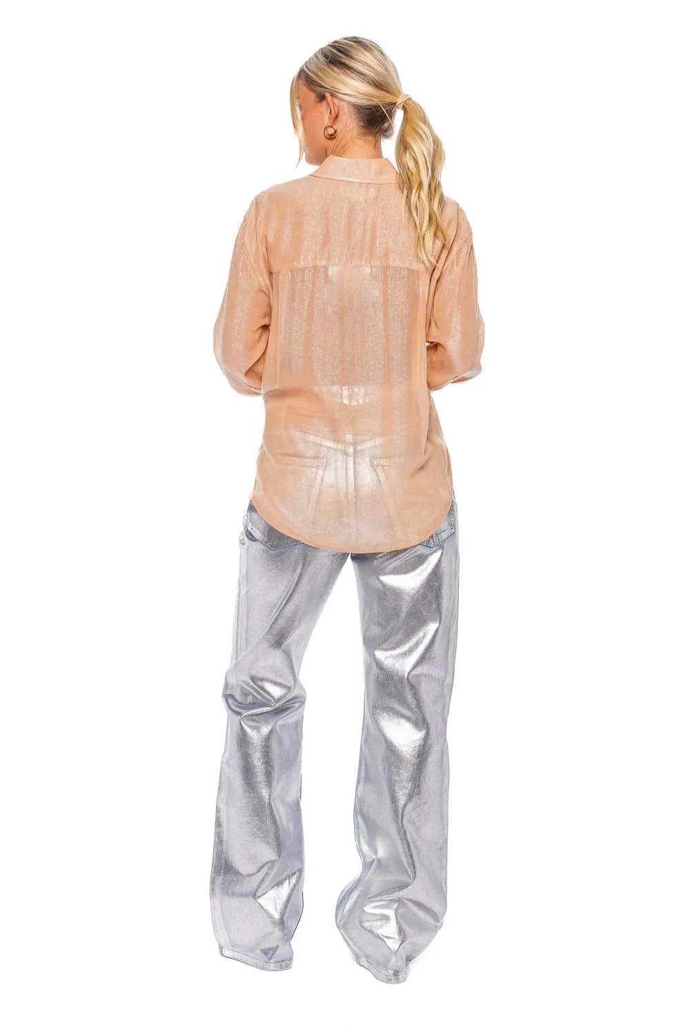 Silk Wrap Front Blouse with Rosewater Lurex Trimming