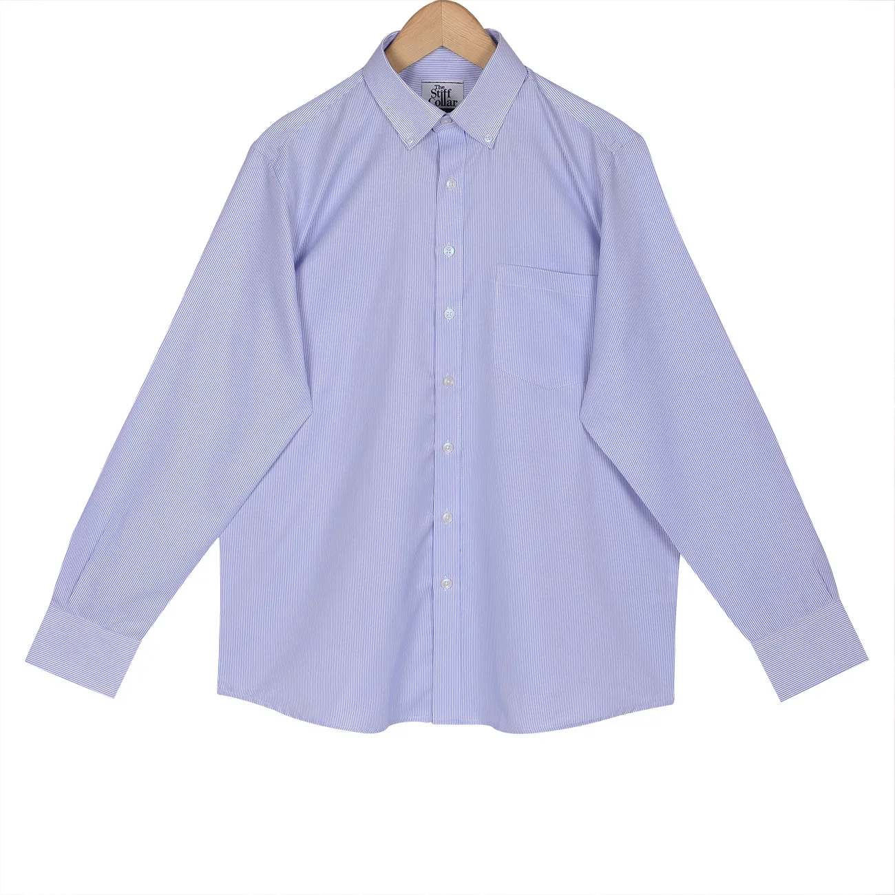 Sky Blue Pencil Stripes Button Down Non Iron Shirt