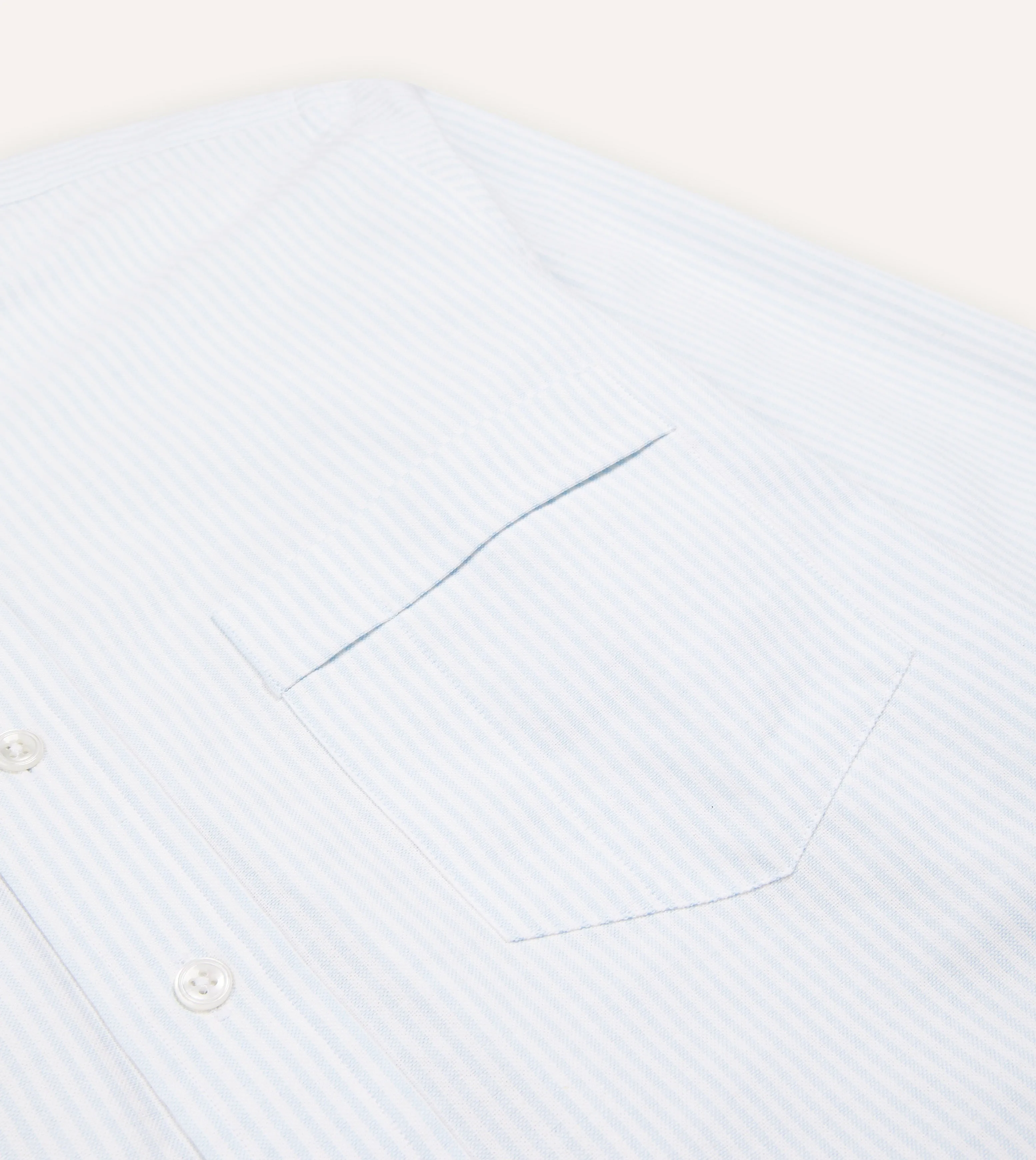 Sky Ticking Stripe Cotton Oxford Cloth Button-Down Shirt