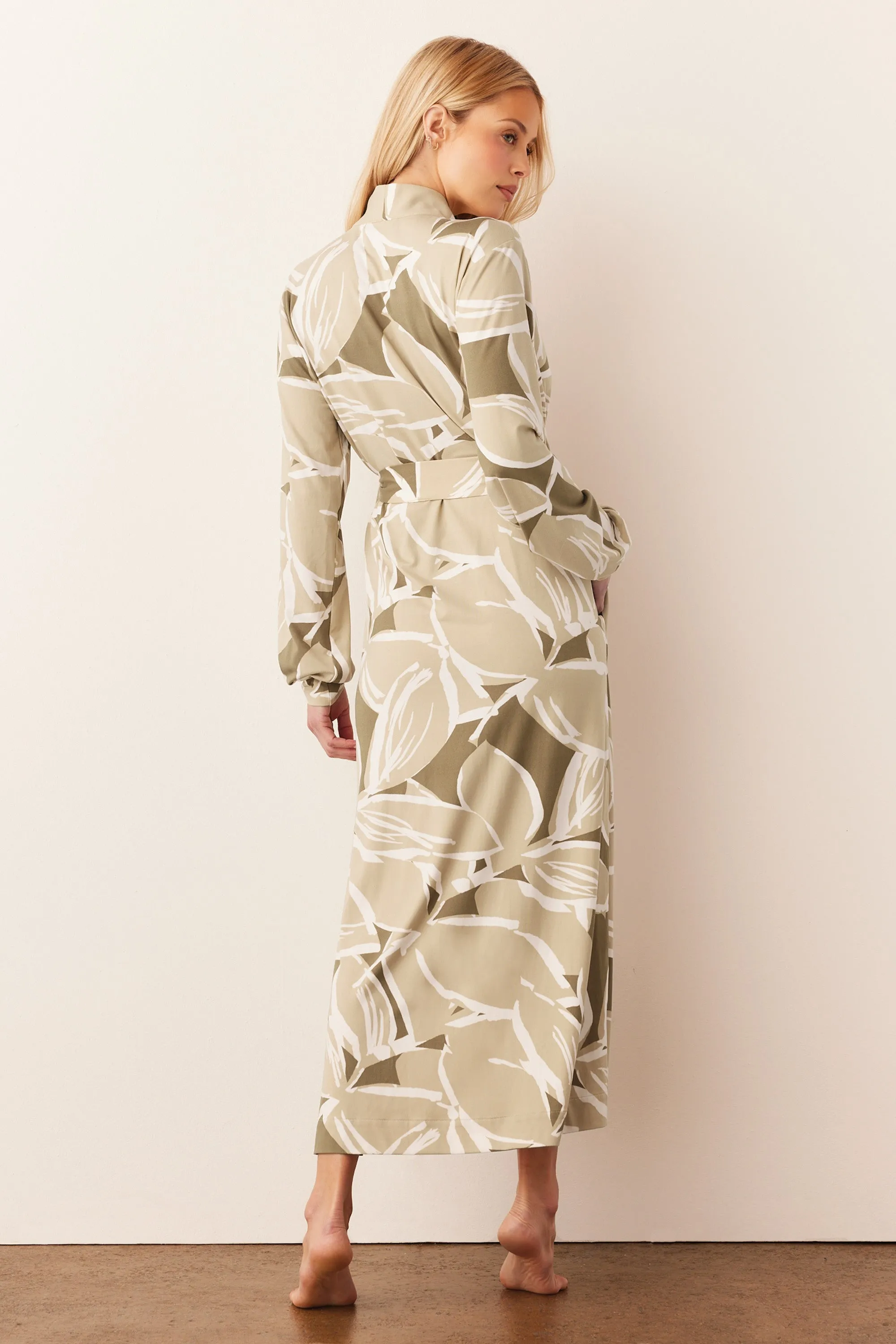 Skyler Banded Long Robe | Fern
