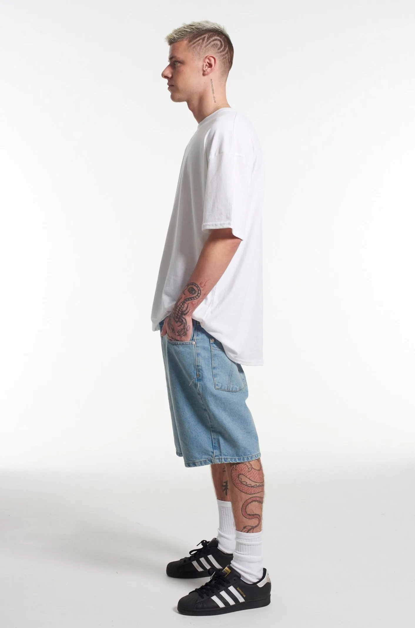 Straight Leg Shorts Mid Blue
