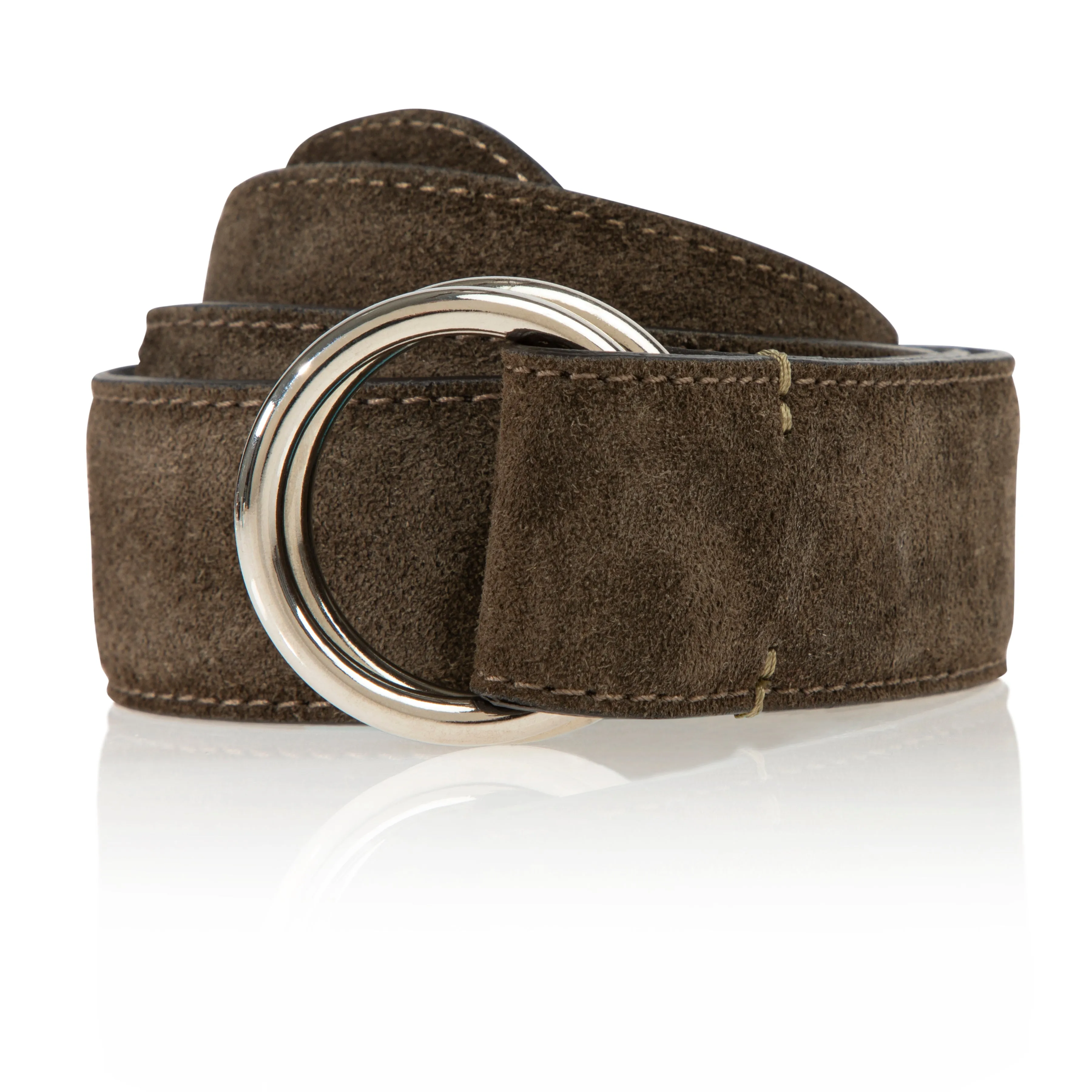 Suede Stitched O-Ring Belt