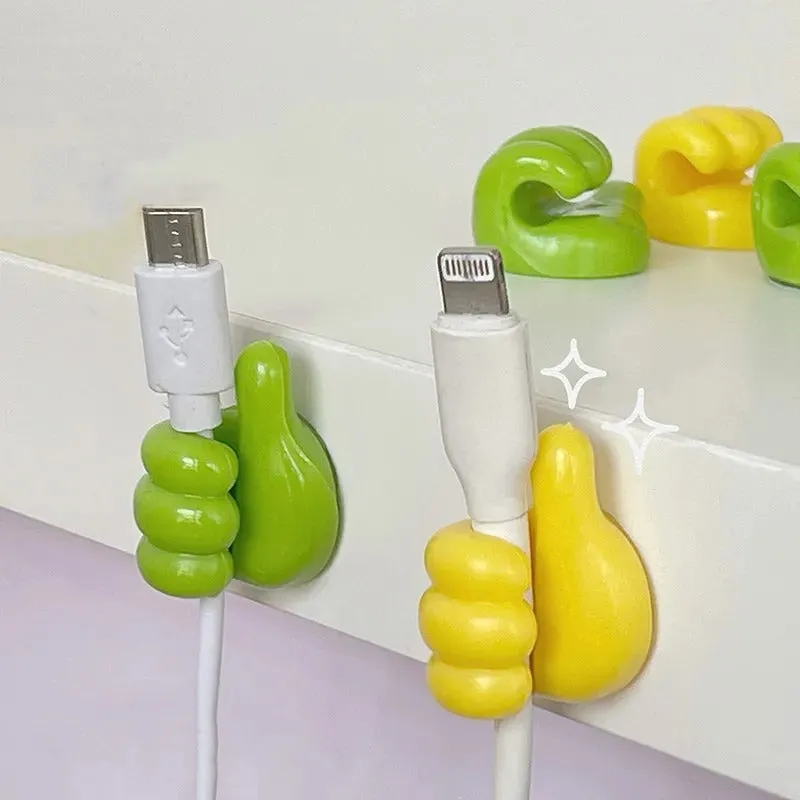 Thumb Hooks Clip Creative Silicone Thumb Key Hanger Hook Home/Office Data Cable Clip Wire Desk Organizer