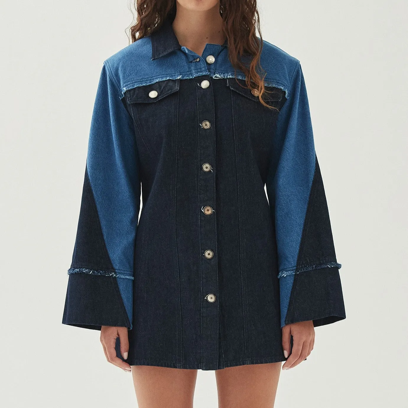 Veden Bicolor Indigo Denim Dress